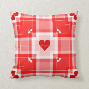 Coussin Aimez-vous ! Carreau de plaid de Valentine