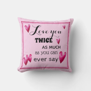 Coussin Aimez-vous deux fois plus - Aquarelle Coeurs