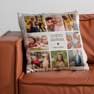 Coussin Aimez-vous grand-mère Photo Collage Texte manusc