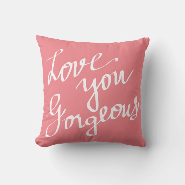Coussin Aimez-vous typographie rose blanche magnifique de (Recto)