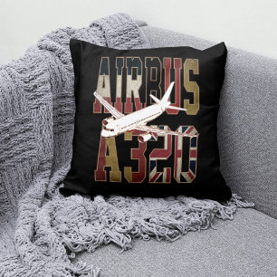 Coussin Airbus a320 Jetliner. Drapeaux européens vintages