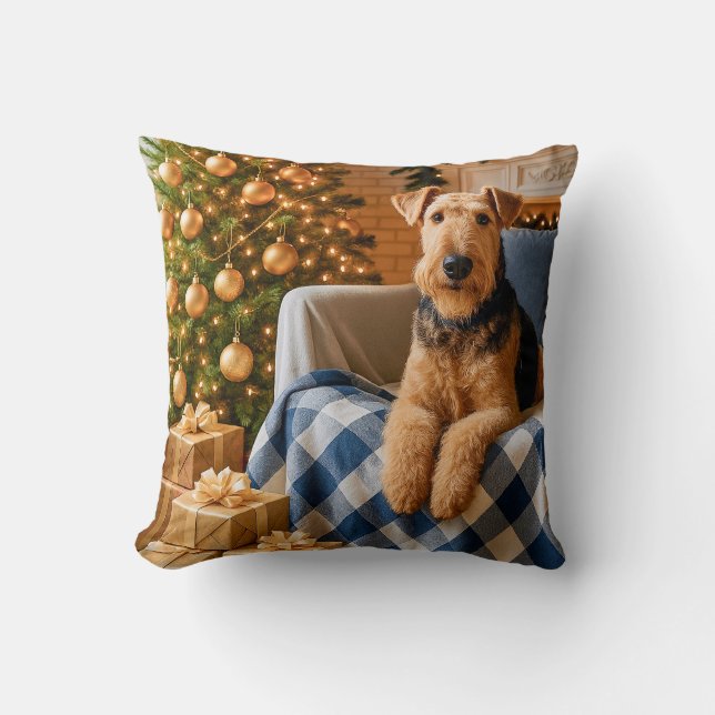 Coussin Airedale Terrier Holiday  (Recto)