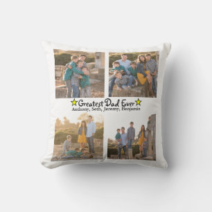 Coussin Ajouter 4 Collage photo Plus grand papa jamais Fêt