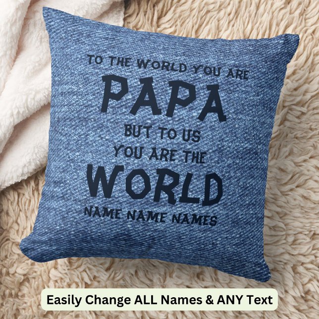 Coussin Ajouter des noms - Au monde vous êtes PAPA Grand-p (Créateur téléchargé)