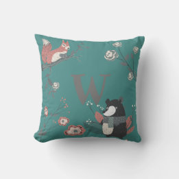 Coussin AJOUTER LA LETTRE - Animaux des bois nordiques Fol