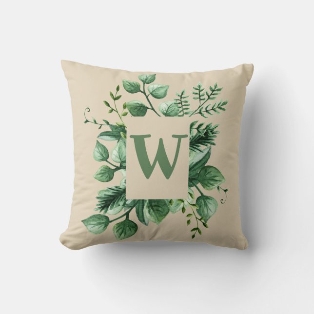Coussin AJOUTER LA LETTRE - Monogramme Première verdure fe (Recto)