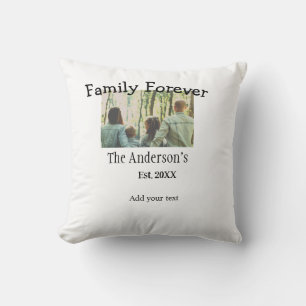 Coussin Ajouter le nom de famille photo année rustique vin