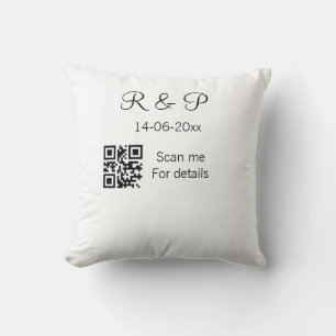 Coussin Ajouter le nom du couple date année Q R code ici m