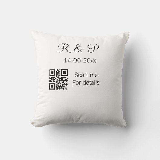 Coussin Ajouter le nom du couple date année Q R code ici m (Recto)
