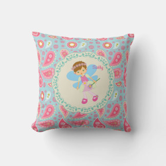 Coussin Ajouter le nom Pretty Fairy rose paisley chambre e