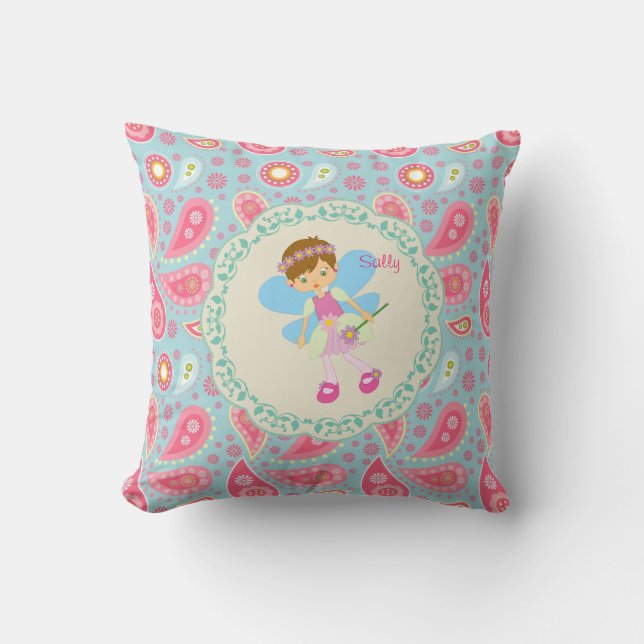 Coussin Ajouter le nom Pretty Fairy rose paisley chambre e (Recto)