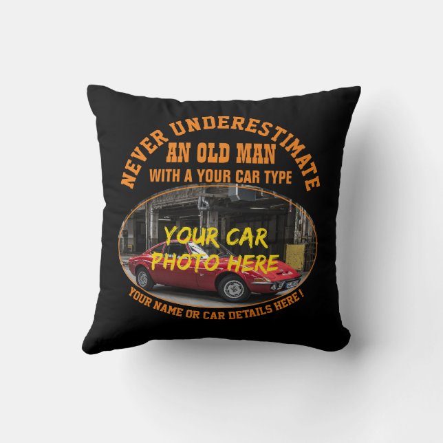Coussin Ajouter Le Nom Son Texte De Photo De Voiture, Ne J (Verso)
