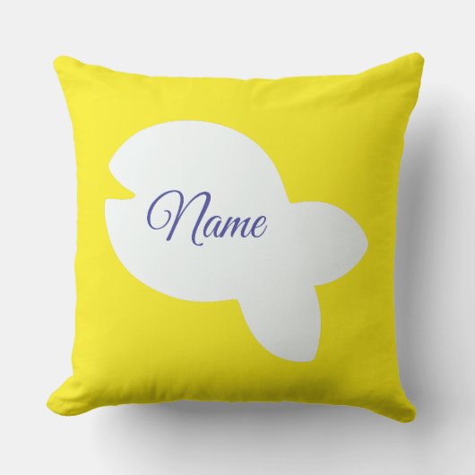 Coussin Ajouter Nom Poisson Blanc Poisson Jaune Enfants Ex (Recto)