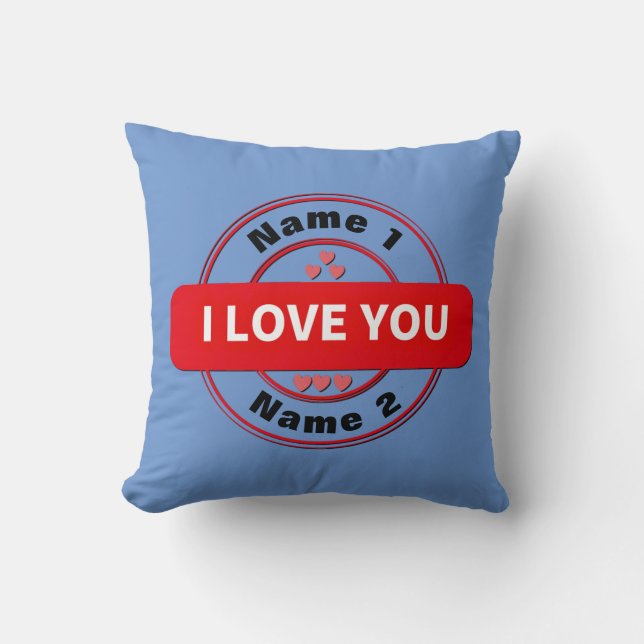 Coussin Ajouter Nom Valentines Jour Je t'aime Bannière Rou (Recto)