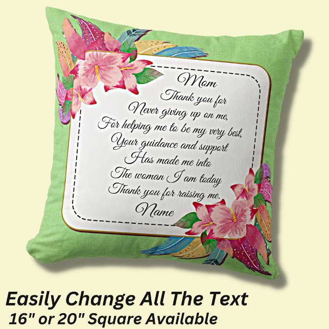 Coussin Ajouter un nom Changer le texte Merci Maman Fête d (Créateur téléchargé)