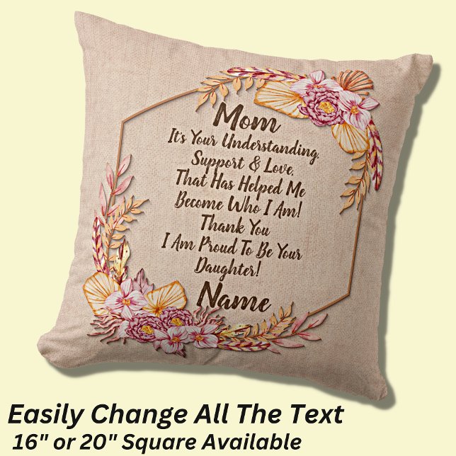 Coussin Ajouter un nom Changer le texte Merci Maman Fête d (Créateur téléchargé)