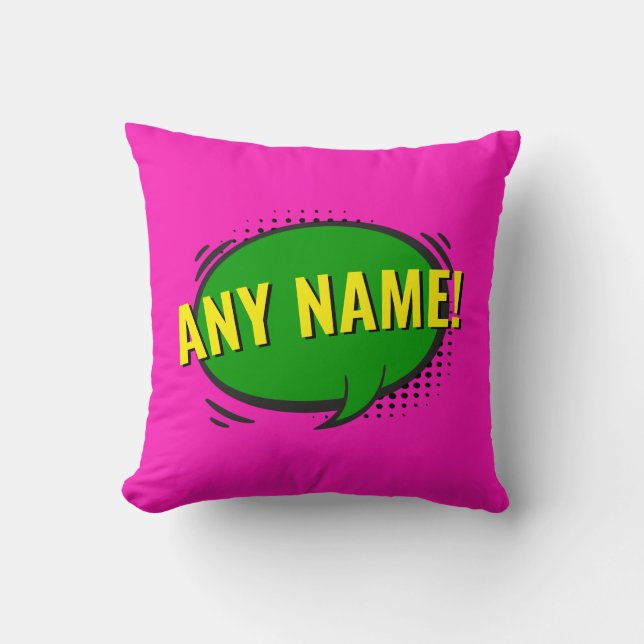 Coussin Ajouter un nom Comic Style de livre Texte Purple V (Recto)