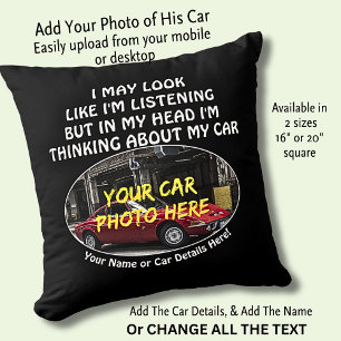 Coussin Ajouter Un Nom, Sa Photo De Voiture, Texte, Je Reg