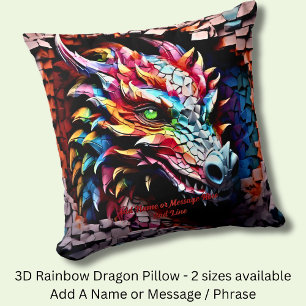Coussin Ajouter un nom Texte, 3D Rainbow Dragon Cracked Wa