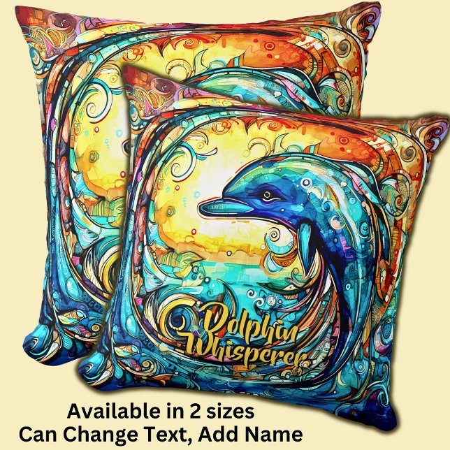 Coussin Ajouter un nom Texte Dauphin Abstrait Natation dan (Créateur téléchargé)