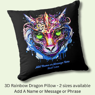 Coussin Ajouter un nom Texte, Dragon Fantastique Rose Bleu