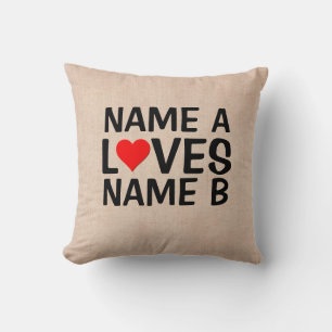Coussin Ajouter Vos Noms - Nom Aime Nom Du Coeur Café Mu