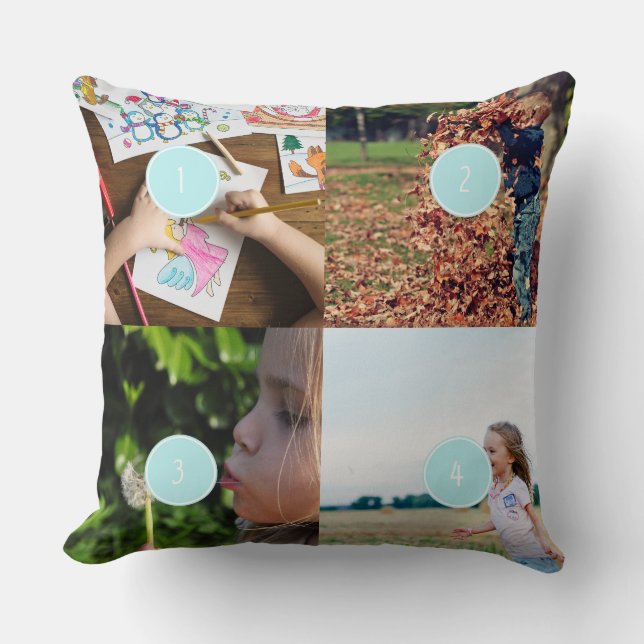 Coussin Ajouter vos propres photos personnalisable 4 image (Recto)