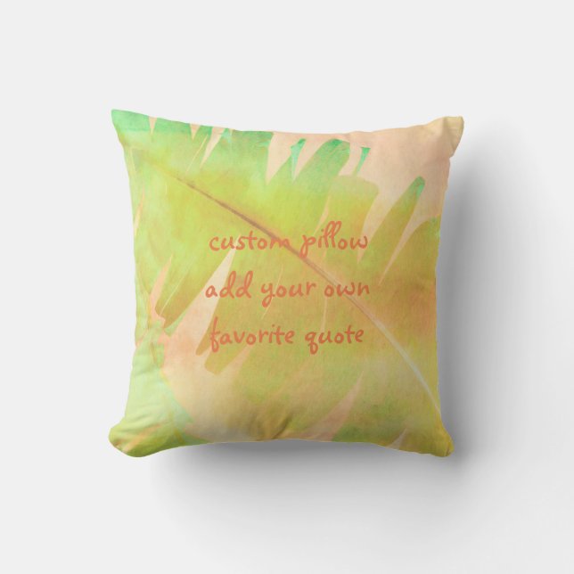 Coussin ajouter votre citation feuille tropicale nature ar (Recto)