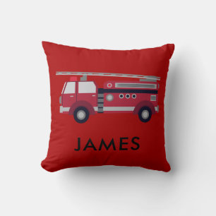 Coussin Ajouter votre nom Red Fire truck Personnalisé