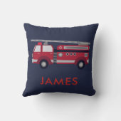 Coussin Ajouter votre nom Red Fire truck Personnalisé (Verso)