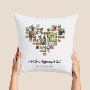 Coussin Ajouter votre propre texte Coeur en forme de colla
