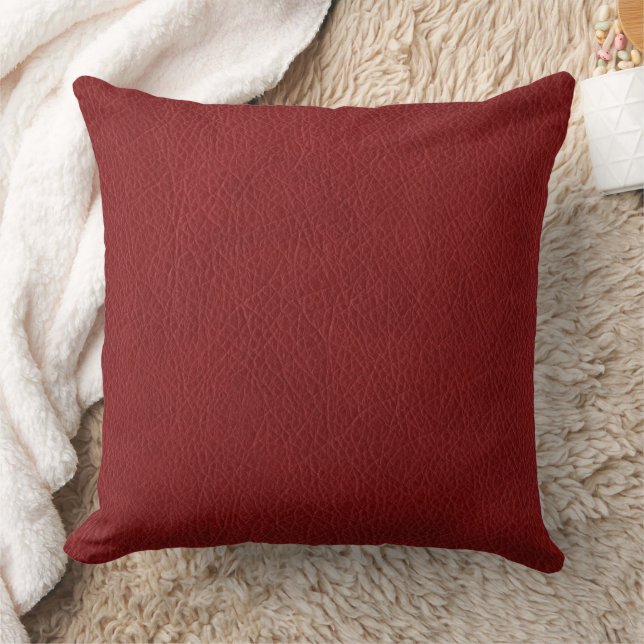 Coussin Ajouter votre texte Rouge Brown Modèle en cuir (Couverture)