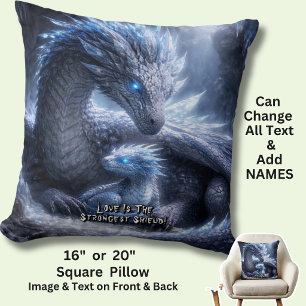 Coussin Ajoutez Votre Nom de Texte, Dragon de Glace Bleue