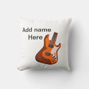 Coussin Ajoutez votre nom texte marron guitare acoustique