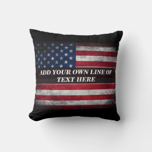 Coussin Ajoutez votre texte sur le drapeau américain 
