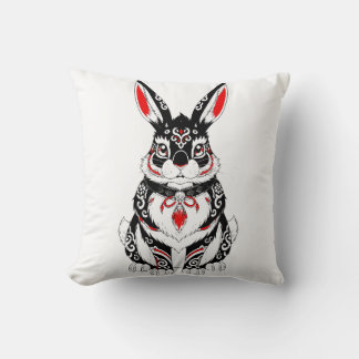 Coussin  Akai Yokai Rabbit – Japanese Spirit Guardian in B