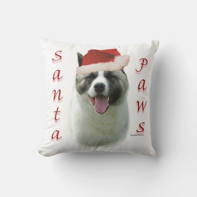 Coussin Akita Père Noël Paws (Recto)