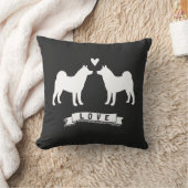 Coussin Akitas Love - Silhouettes de chien avec / Coeur (Couverture)