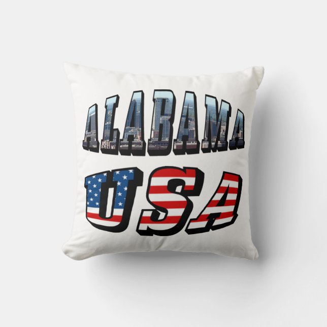 Coussin Alabama Photo et USA Flag Font (Recto)