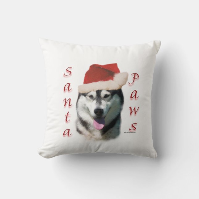 Coussin Alaskan Malamute Père Noël Paws (Recto)