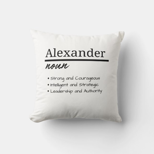 Coussin Alexander, Garçon Définition Personnalisée Du Nom (Recto)