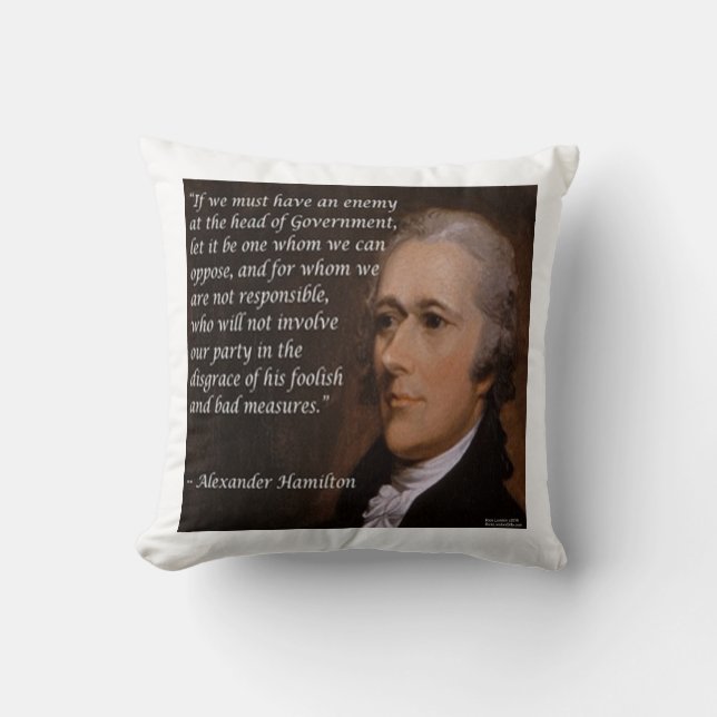 Coussin Alexander Hamilton "chef de l'ennemi" Jetez des or (Recto)