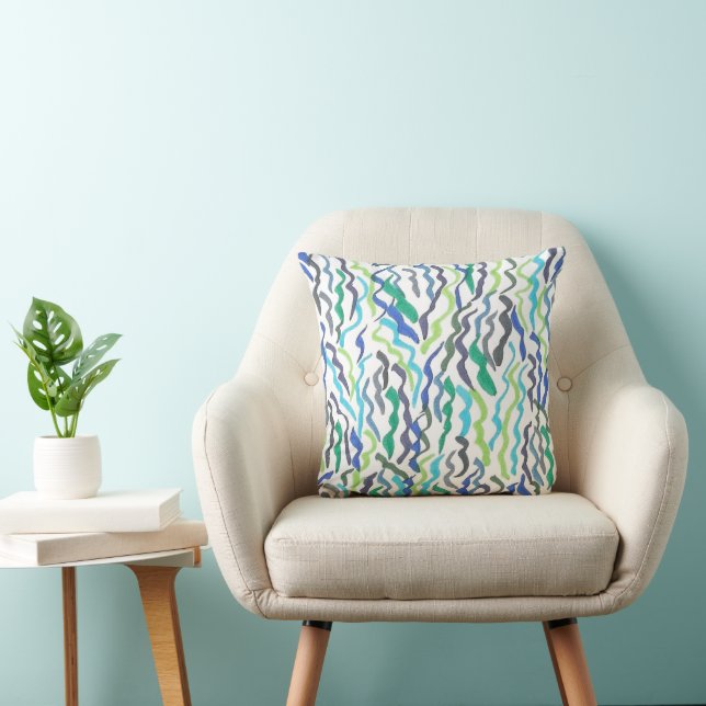 Coussin Algues bleues et vertes (Chaise)