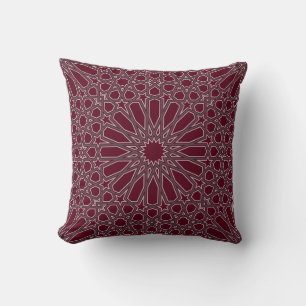 Coussin Alhambra bordeaux et gris Motif géométrique