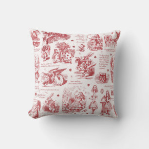 Coussin Alice au pays des merveilles Citations Red Toile