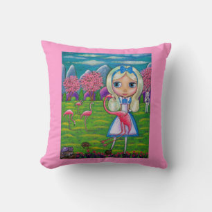 Coussin Alice au pays des merveilles et les Flamants roses