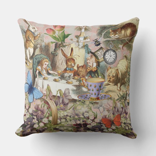Coussin Alice au pays des merveilles Tea Party Art (Recto)
