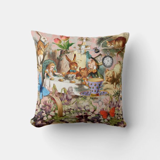 Coussin Alice au pays des merveilles Tea Party Art (Recto)