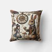 Coussin Alice au pays des merveilles Thé Art lapin blanc (Verso)
