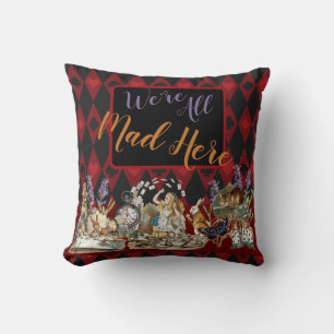 Coussin Alice Aventures avec le Chat de Cheshire Fou du Pa